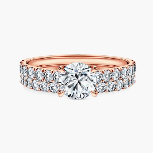 Obrączki Share Your Love: różowe złoto, diamenty laboratoryjne, płaskie, 1,5 mm i 3 mm